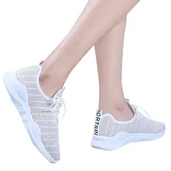 Женская обувь; женские кроссовки; коллекция 2019 года; Повседневная белая Дизайнерская обувь на шнуровке; женские кроссовки из дышащей сетки