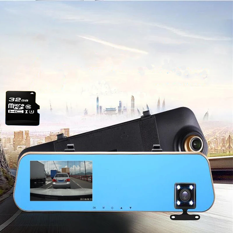 

Driving recorder1080P Car Dvr Camera Auto 4.3 Inch Rearview Mirror Digital Video Recorder Dual Lens with32G TF Card