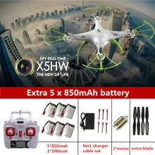 Syma X5HW FPV RC Quadcopter Drone with Camera hd WIFI FPV dron Syma X5SW Upgrade RC Helicopter with 6 battery + 6 in 1 Cable