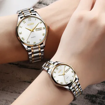 

Olevs Couple Watches For Lovers Stainless Steel Mens Women'S Watches Top Luxury Waterproof Watch Relogio Masculino Clock