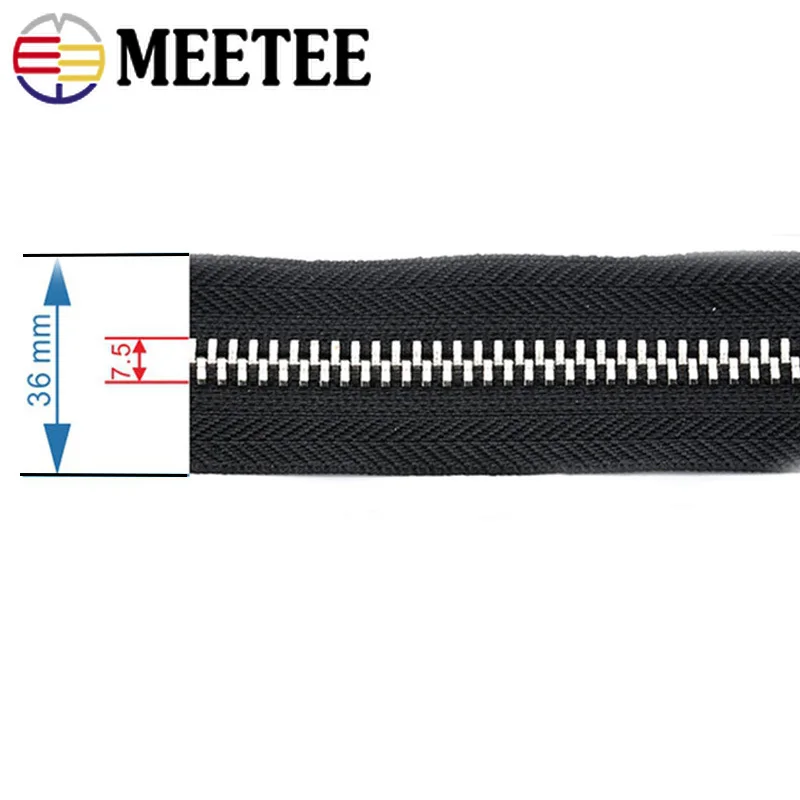 Meetee 8# Metal Zippers For Sewing Backpack Down Jackets Zipper Repair Sports Coat Clothes Open-end Zips DIY Garment Accessories