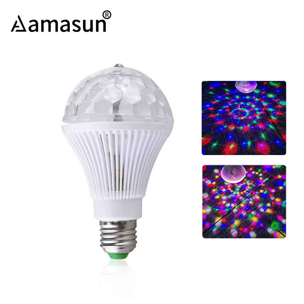 

5W 9W E27 LED Lamp Auto Rotating and Sound Control Magic Crystal Ball LED Stage Light for DJ Disco Party KTV Holiday Atmosphere