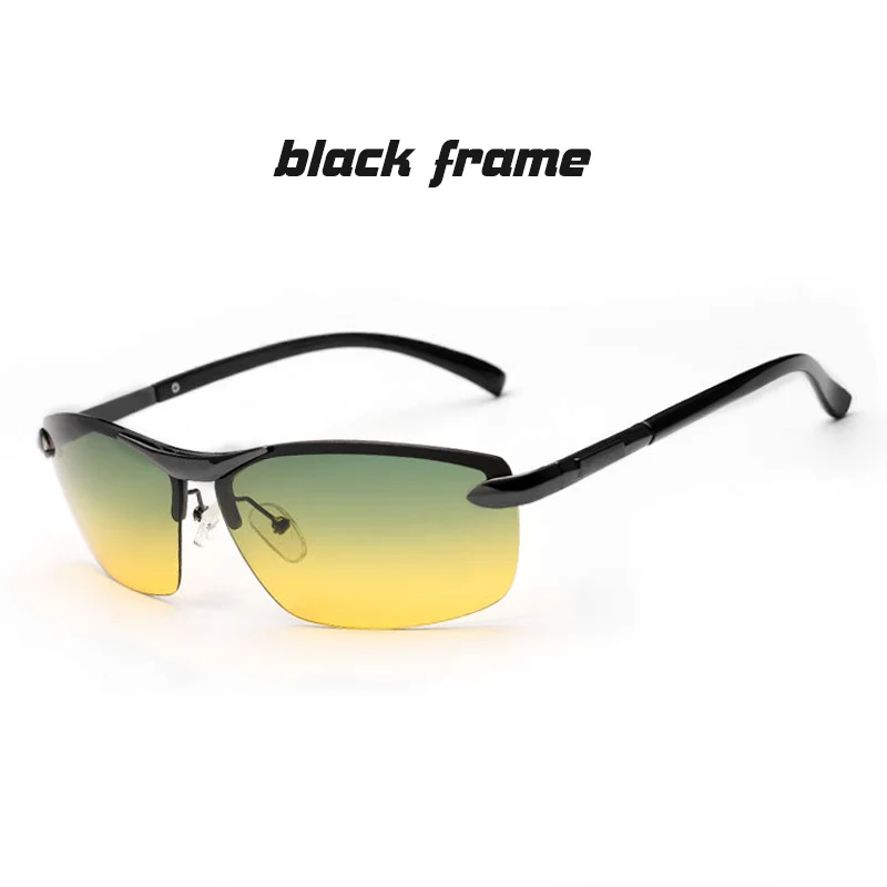 Унисекс, день, ночное видение, многофункциональные мужские поляризованные солнцезащитные очки, es HD, уменьшающие блики, безопасные, для вождения, солнцезащитные очки, очки, de sol - Цвет линз: black frame