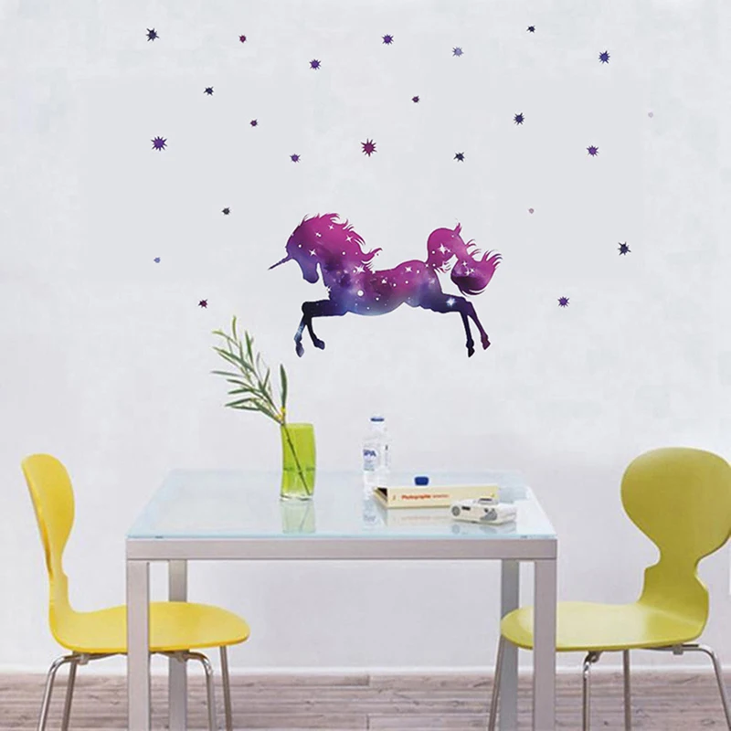 Мультфильм галактика единороги звезда наклейки на стену DIY настенные наклейки для дома дети гостиная спальня обои девушки декор комнаты