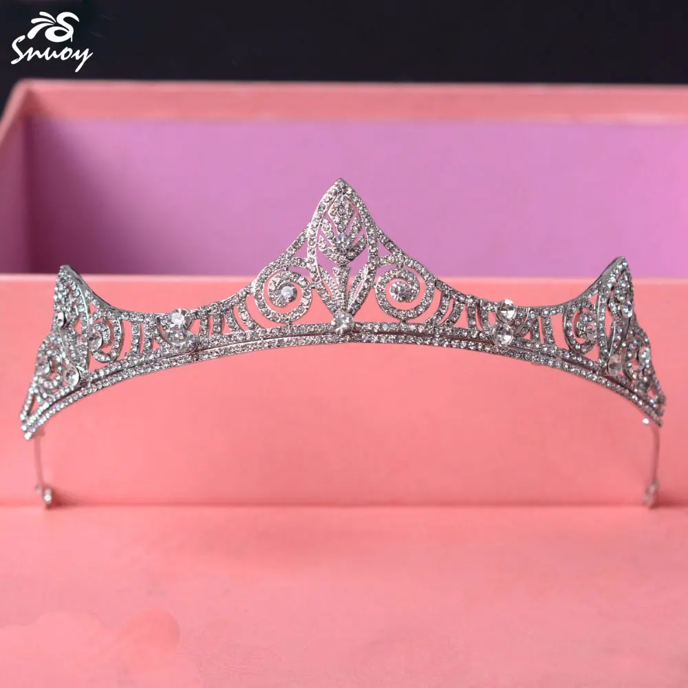 

Snuoy 2018 Chic Vintage Crystal Bridal Crown Silver Leaf Tiaras & Crowns 2018 Bride Wedding Hair Accessories Simple Hairbands