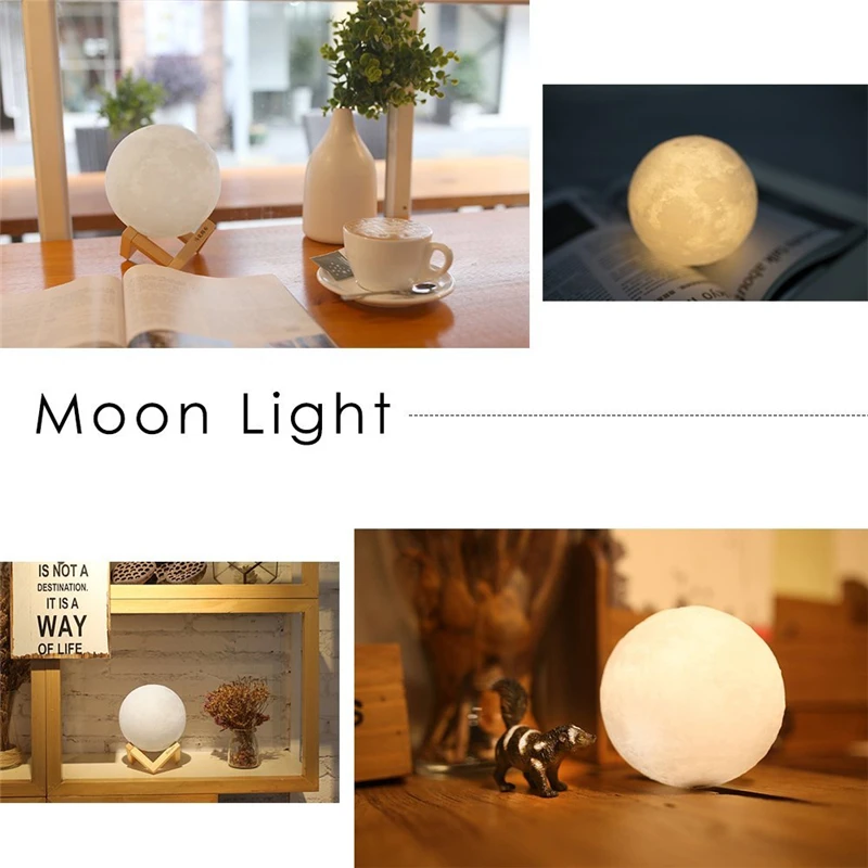 7 видов цветов Луна лампы светодиодный ночник Перезаряжаемые 3D принт лунный свет настольная лампа для детей подарок Спальня Home Decor