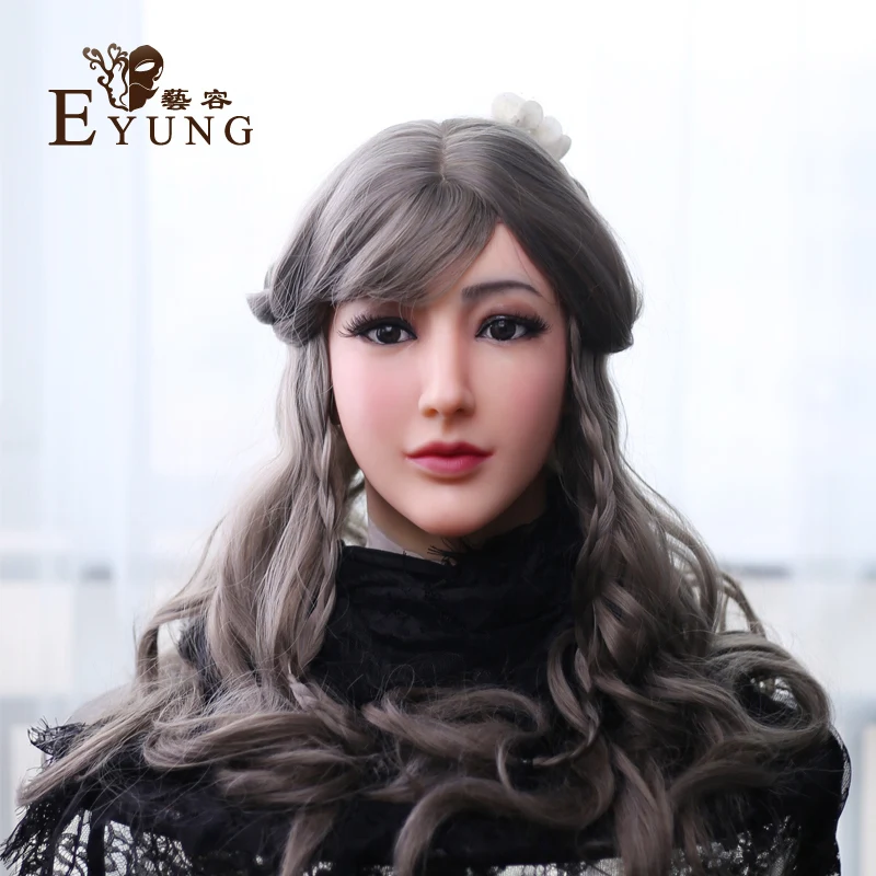 EYUNG silicone mask female Ful Head Alice female face mask with light