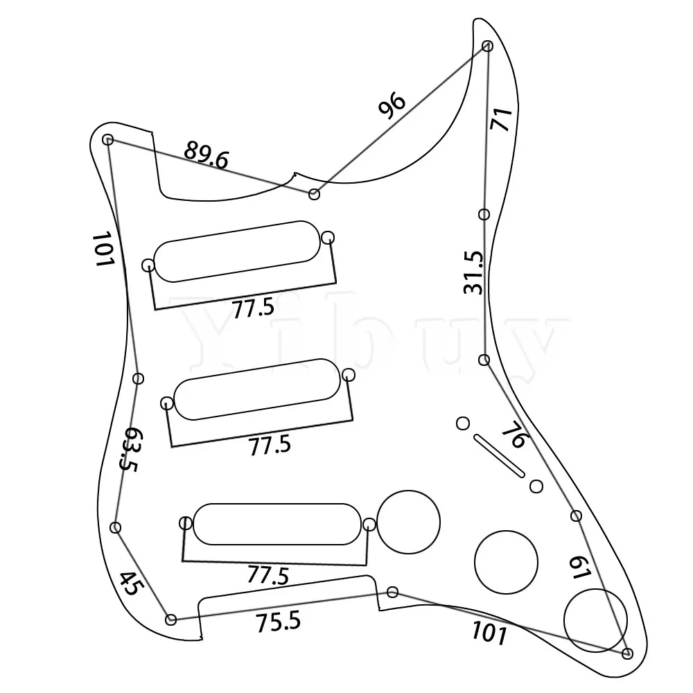 Yibuy белый загруженный Prewired Pickguard с SSS B500K/A500K тон двойной Rail звукосниматели