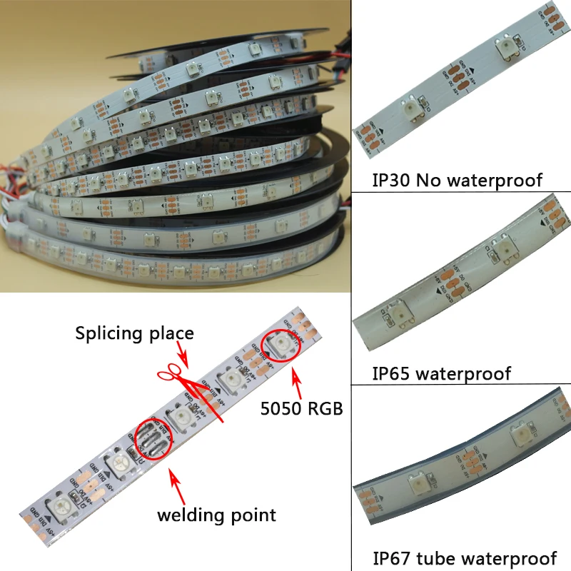 Светодиодные ленты WS2812B ws2812 IC RGB индивидуально адресуемые светодиодные 5050 s