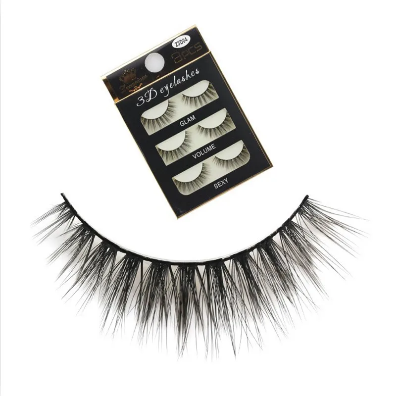 

3pairs Natural Tapered Black Terrier False Eyelashes Fashion Ball Smoke Makeup Fake Eyelashes Cross Messy Soft 3D Eye Lashes