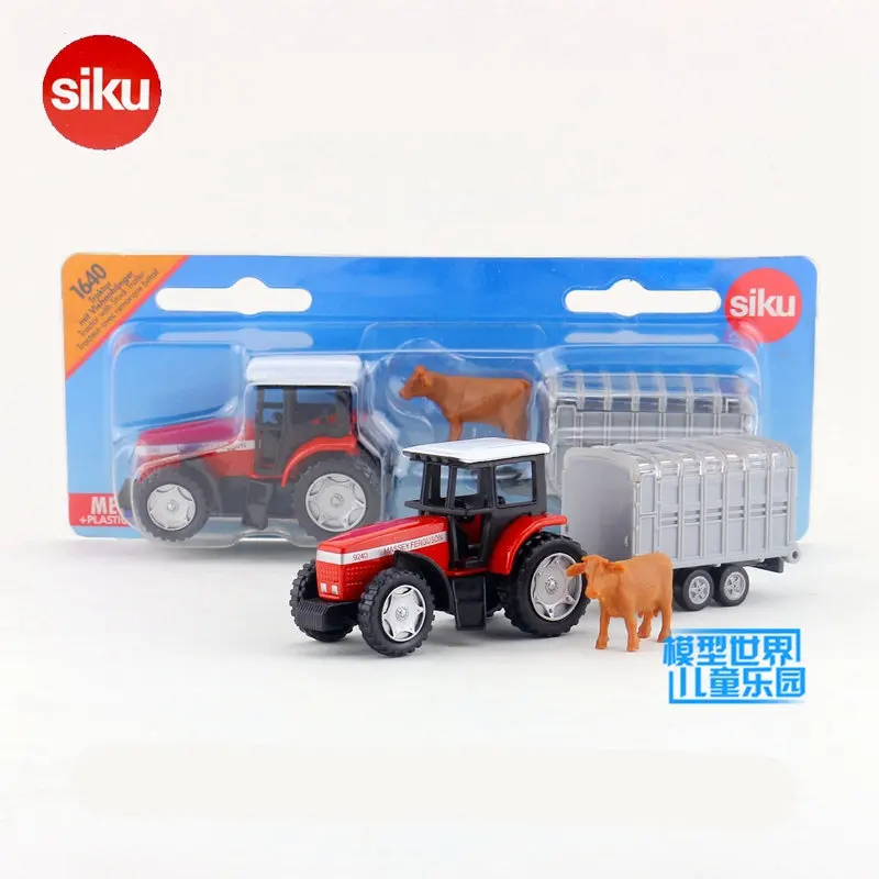

Free Shipping/Siku 1640 Toy/Diecast Metal Model/Massey Ferguson Tractor with Stock Trailer/Educational Collection/Gift/Kid/Small