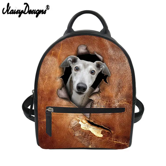 Noisydesigns Мини Черный рюкзак для девочек Schnauzer Shih Tzu Husky Dog с принтом мопса маленькая сумка через плечо из искусственной кожи Женская дорожная сумка - Цвет: C0571Z4