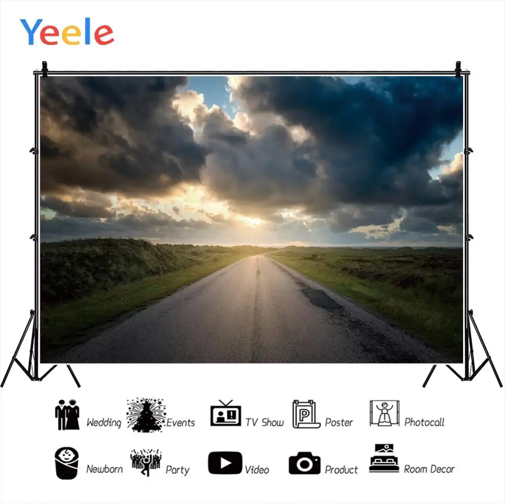 

Yeele Motorway Cloudy Sky Sunshine Professional Portrait Photography Backdrops Photographic Backgrounds For The Photo Studio