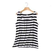 Стиль дамы сна Топ Жилет Cami полосой сна рубашка Лето рукавов Ночная рубашка Повседневная Домашняя одежда интимное белье