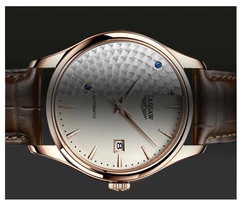 Мужские Ультра-тонкие Классические Автоматические механические часы от ведущего бренда cassaw, мужские сапфировые наручные часы из натуральной кожи