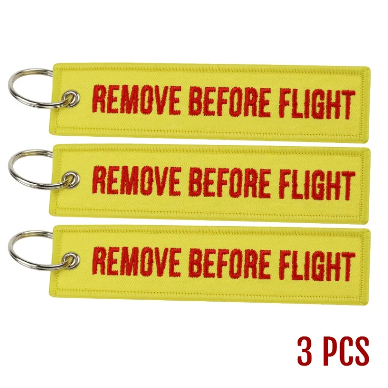 Fashion Jewelry Remove Before Flight Key Chains Fobs Jewelry Yellow OEM Key Chains Embroidery Aviation Gifts Chaveiro Masculino (4)