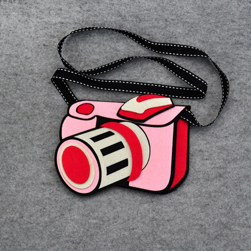 

Children's Toys Bag Girl Boy Creative 3D Camera Non-woven Fabricc Plush Shoulder Bags Baby Accessories 14*17CM