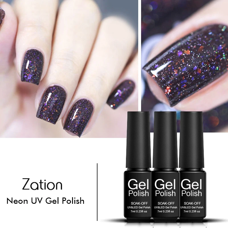 

Zation Neon Gel UV Colorful Nail Colors Art 1S 7ML Gel Nail Varnish UV Polish Soak Off Nail Lacquer Glitter Enamel LED Nail Gel
