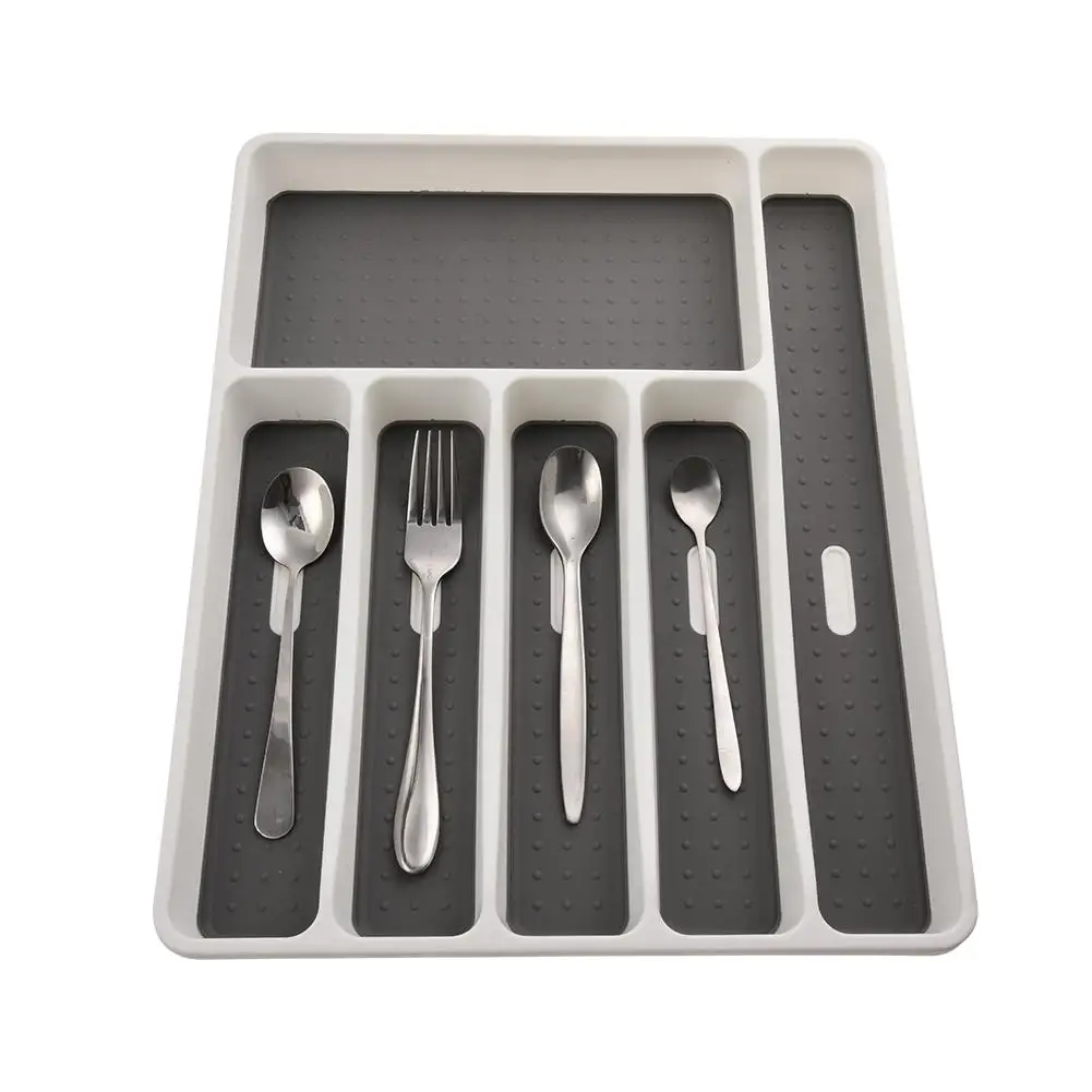 

6 Compartments Drawer Cutlery Tray Plastic Cutlery Storage Box Kitchen Tableware Organizer Chopsticks Fork And Knife Organizer