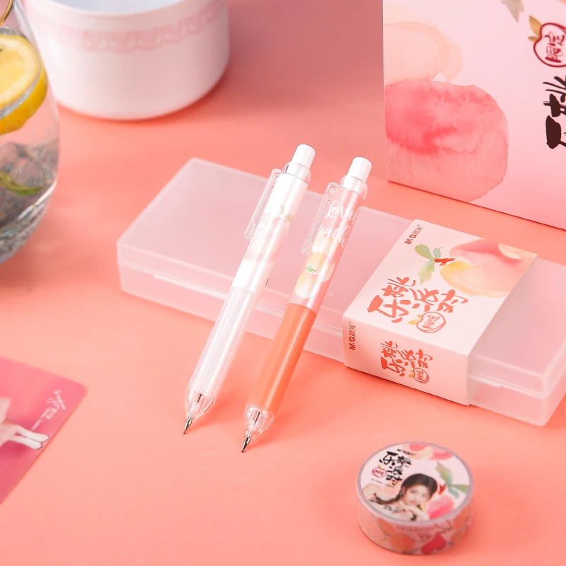 

mechanical pencil 0.5mm sweet peach style cute writing stationery 1 pen with 1 set of leads kawaii pencils