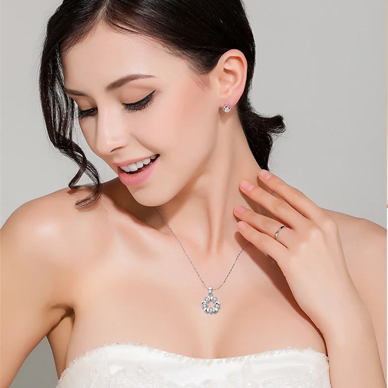 Delicate Silver Color Dazzling Zircon Necklace Ethnic White & Purple Heart Pendant Necklaces Jewelry Women Ladies Birthday N28 (1)