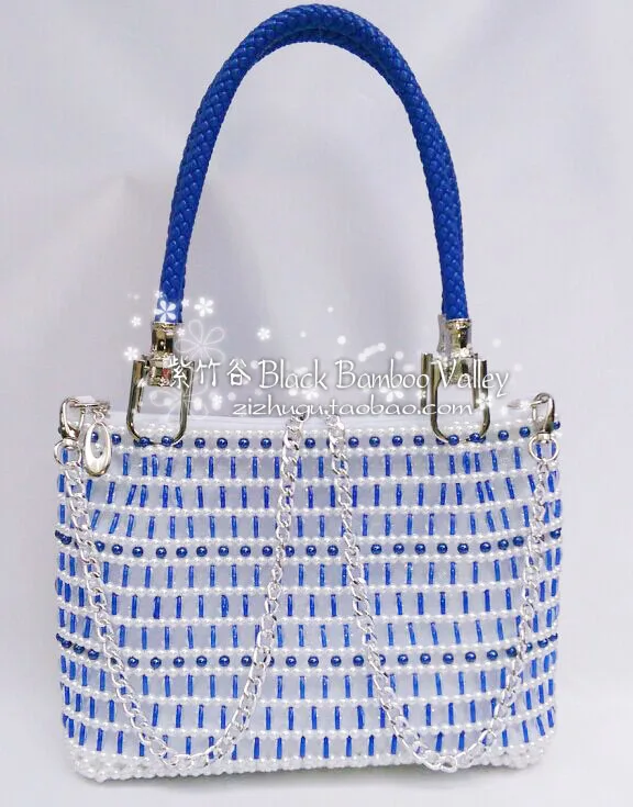 navy beaded bag