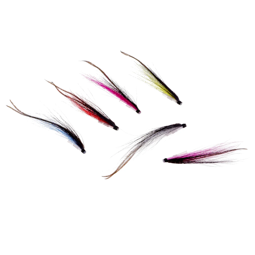6Pcs Tube Fly Fishing Mini Sunray Shadow Riffle Hitch Salmon Flies 6 Colors Fishing Lures leurres de peche Senuelos de pesca