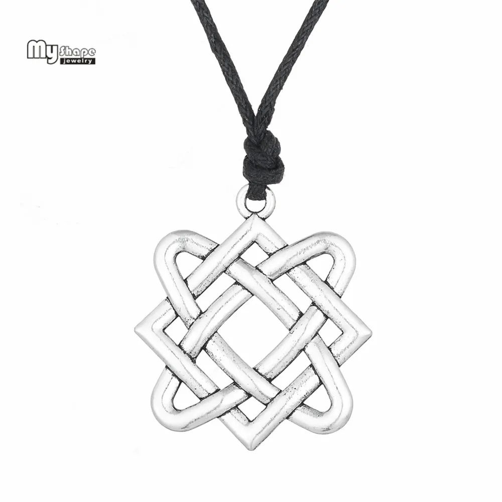 

My Shape Amulet Statement Necklace Men Russian Square Star Pendant Choker Vintage Ethnic Talisman Silver Necklaces