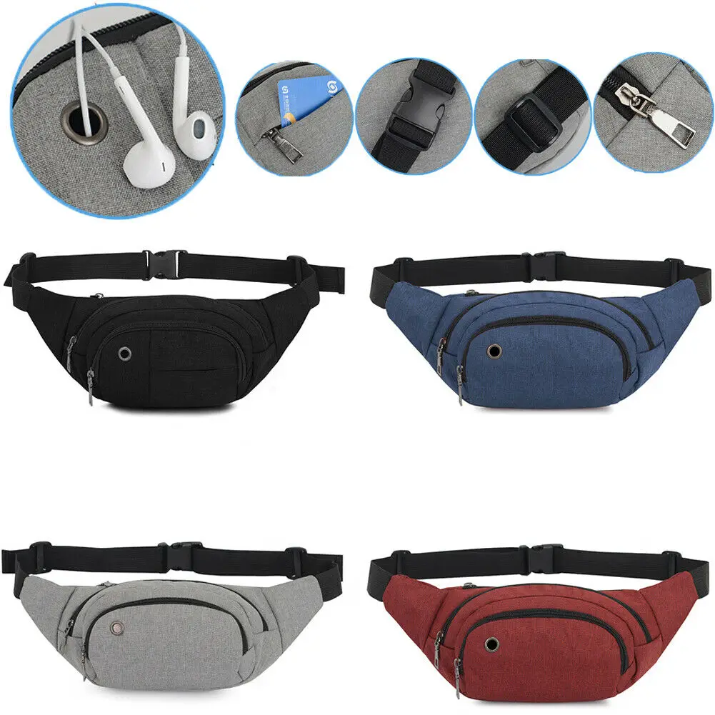 Fanny pack повседневное Спорт на открытом воздухе поясная сумка для мужчин's женщин Универсальный pochete бег груди мешок+ отверстие для наушников