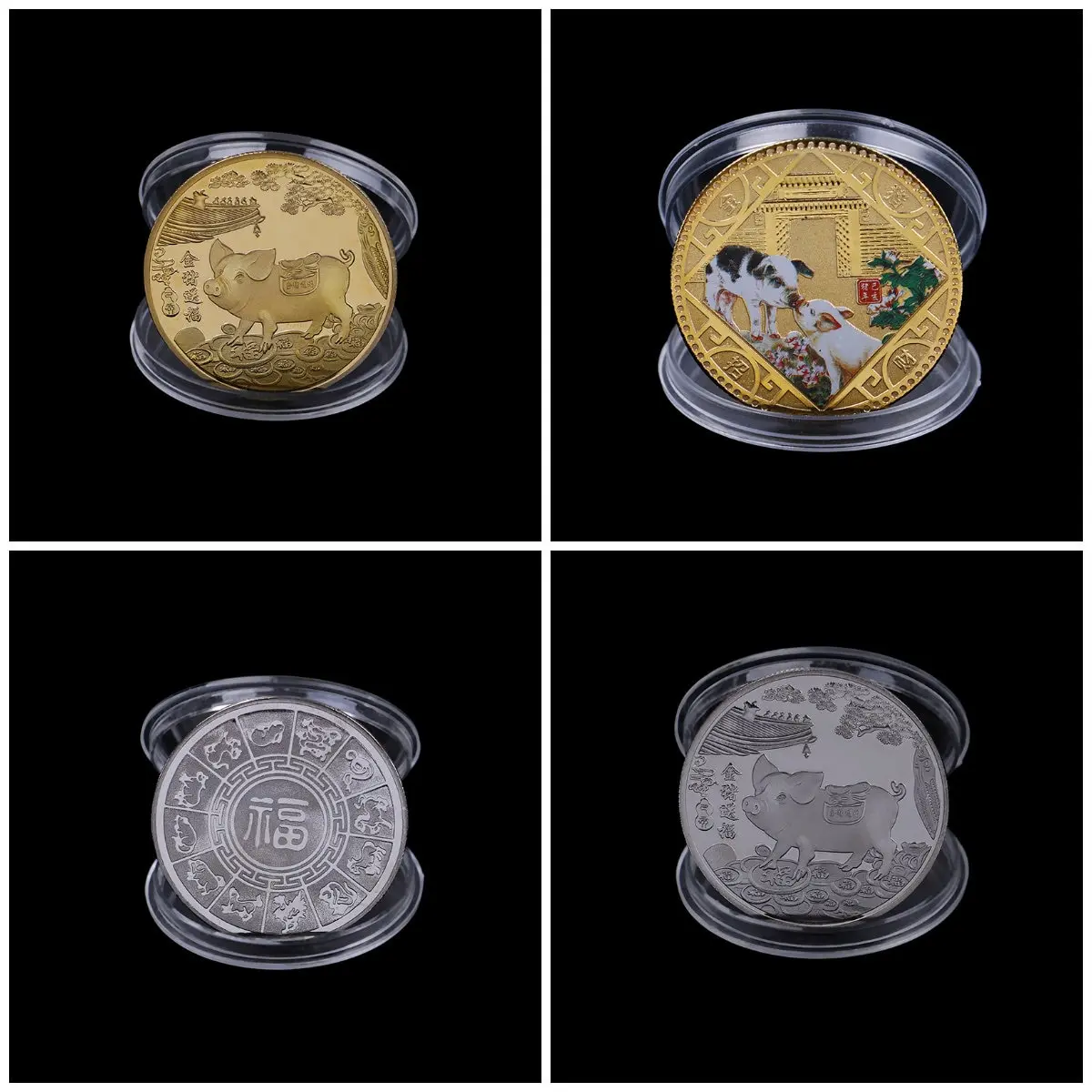

2019 Fu Pig Commemorative Coin Year Of Pig Delivers Money Coins Collection New Year Gift Gold Silver Plated hot