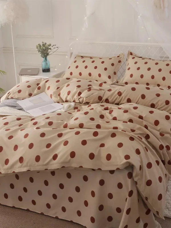 Polka Dots Rounds Circles Decor Art Print Decor 4 Piece Bedding Set