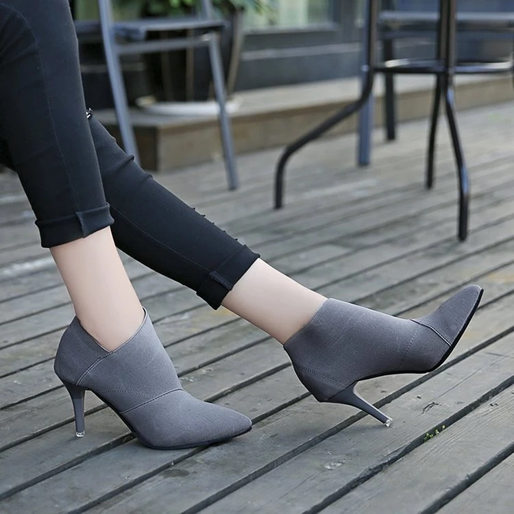 Femelle gris Mode Talons Automne Casual Singe Chaude D'hiver Pointu Bout Outwear Hauts Noir De Équipée 6960 Et Femmes Vente Chaussures Base S6wRqa