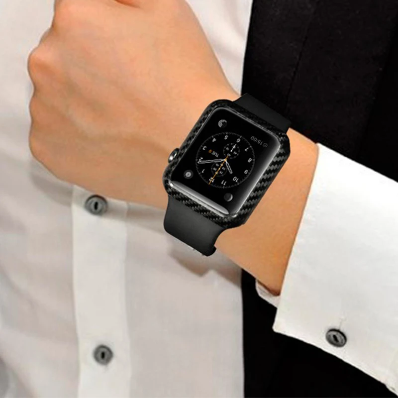 Высокое качество Роскошный ультра тонкий Реальные углеродного волокна чехол Крышка корпуса для Apple IPhone защитная рамка для Apple Watch Series 5 4 3 2 1 часы Чехол 44/42 мм