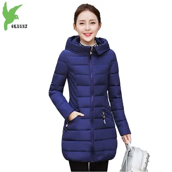 

New Winter Women Cotton Jackets Solid Color Warm Casual Tops Fashion Hooded Down Cotton Coat Plus Size Slim Outerwear OKXGNZ 793