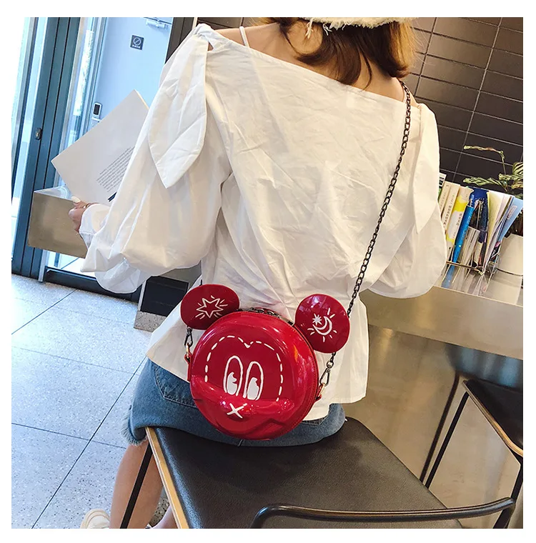 Милый мультфильм дизайн Круглый Стиль Pu женский цепной кошелек из искусственной кожи мини-сумка через плечо для женщин сумка на плечо Bolsa Повседневная сумка
