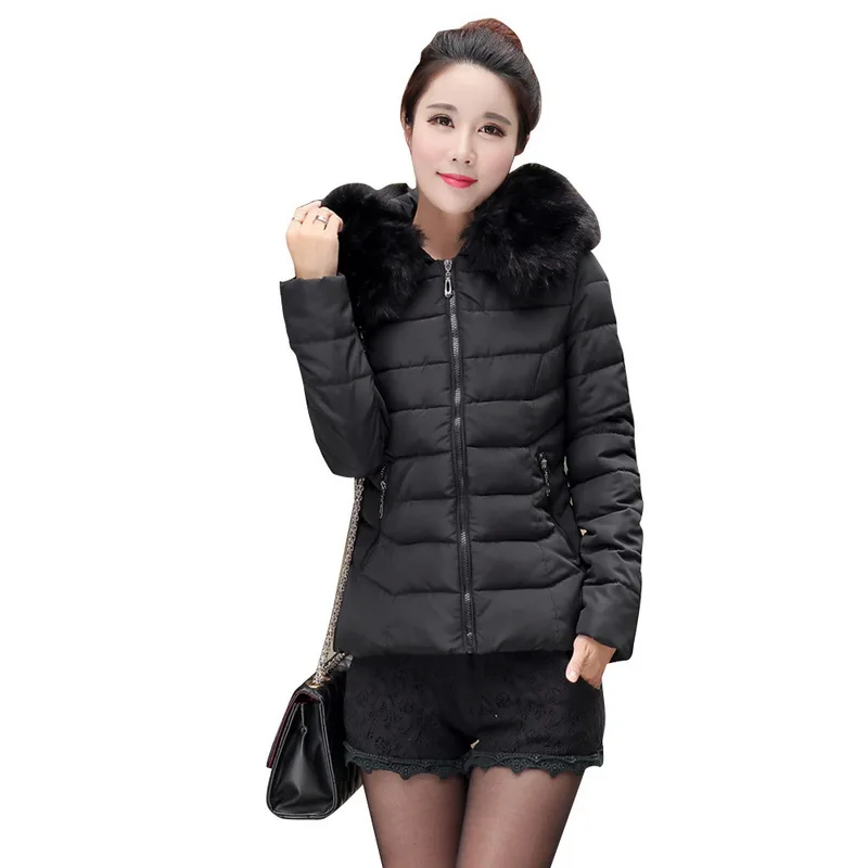 Autumn Parkas Winter Jacket Women Coats women jacket with raccoon fur Women Thicken Outerwear Solid Hooded Down Coats & Jackets 