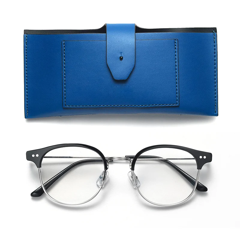 Comprar Gafas con montura de acetato de Metal con puente de doble nariz de gafas redondas de moda Retro Para hombre y mujer de marca suave