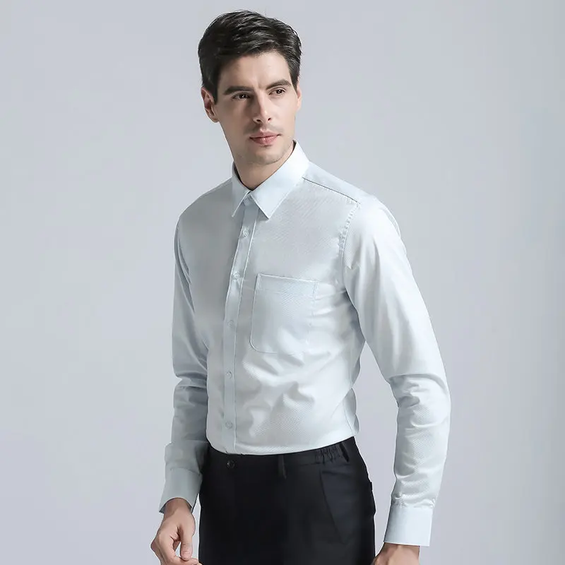 2019 новый бренд Для Мужчин's Regular Fit Мужская классическая рубашка Высокое качество Смешанный хлопок одежда с длинным рукавом одноцветное