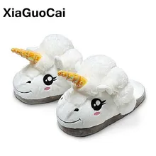 XiaGuoCai New Arrival Unicorn font b Slippers b font Winter Warm Plush Shoes Indoor font b