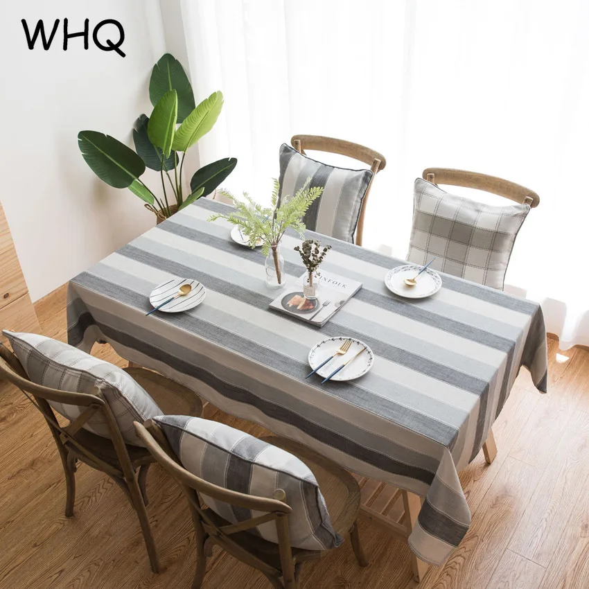 Striped Table Cloth Cover Waterproof Polyester Modern Tablecloth Yellow Grey Home Decor Coffee Table Furniture Dustproof Cover