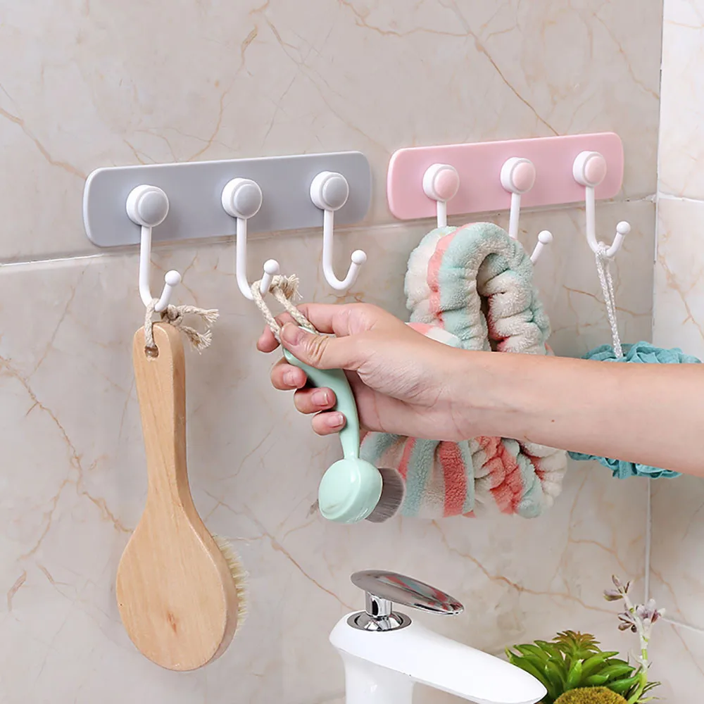 Strong Suction Cup Rotating Hanger Hook Kitchen Bathroom 3 Linked