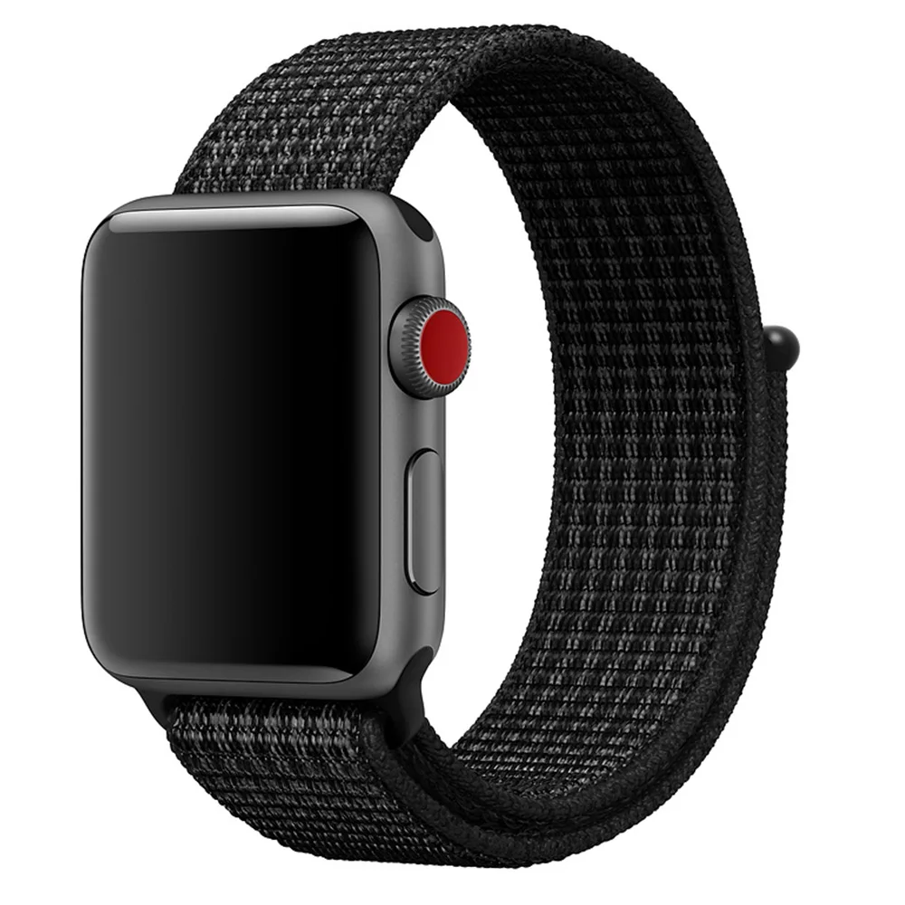 Красный тканый нейлоновый спортивный ремешок для Apple Watch серии 5, 4, 44 мм, 40 мм, ремешок для наручных часов, браслет для Apple watch 42 мм, 38 мм, 3, 2 - Цвет ремешка: Black Platinum