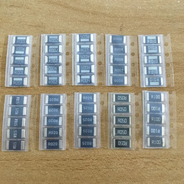 50 шт. сплав сопротивление 2512 SMD комплект образцов резистора, 10 kindsX5pcs = 50 шт. R001 R002 R005 R008 R010 R015 R020 R025 R050 R100