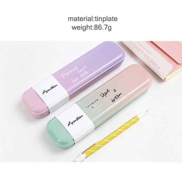 JIANWU/Minimalism iron Tinplate creative stationery box tin pencil box Cartoon pencil case school student gifts