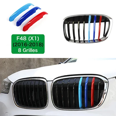 Скорость полета ABS автомобилей Передняя решетка полосатые Чехлы для BMW X1 E84 F48 аксессуары авто автоспорта декоративные планки Стикеры автомобиль-Стайлинг - Название цвета: F48 8 Bars
