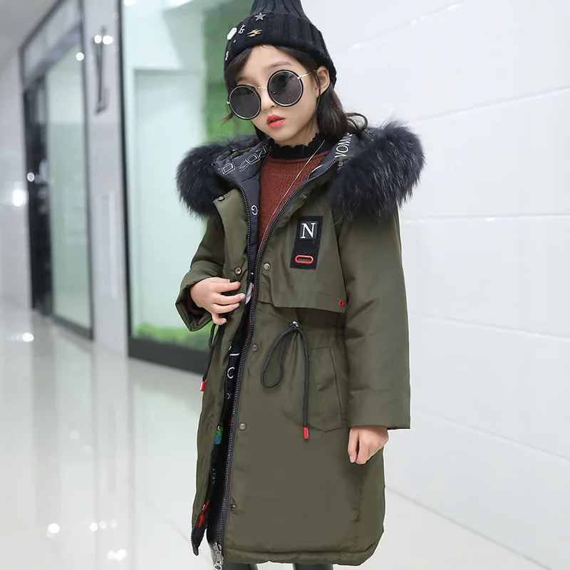

Lagabogy 2018 Girls Winter Coats and Jackets Children Parka Natural Big Fur Hooded Down Jacket For Girls Teen 5-16 Y TZ290