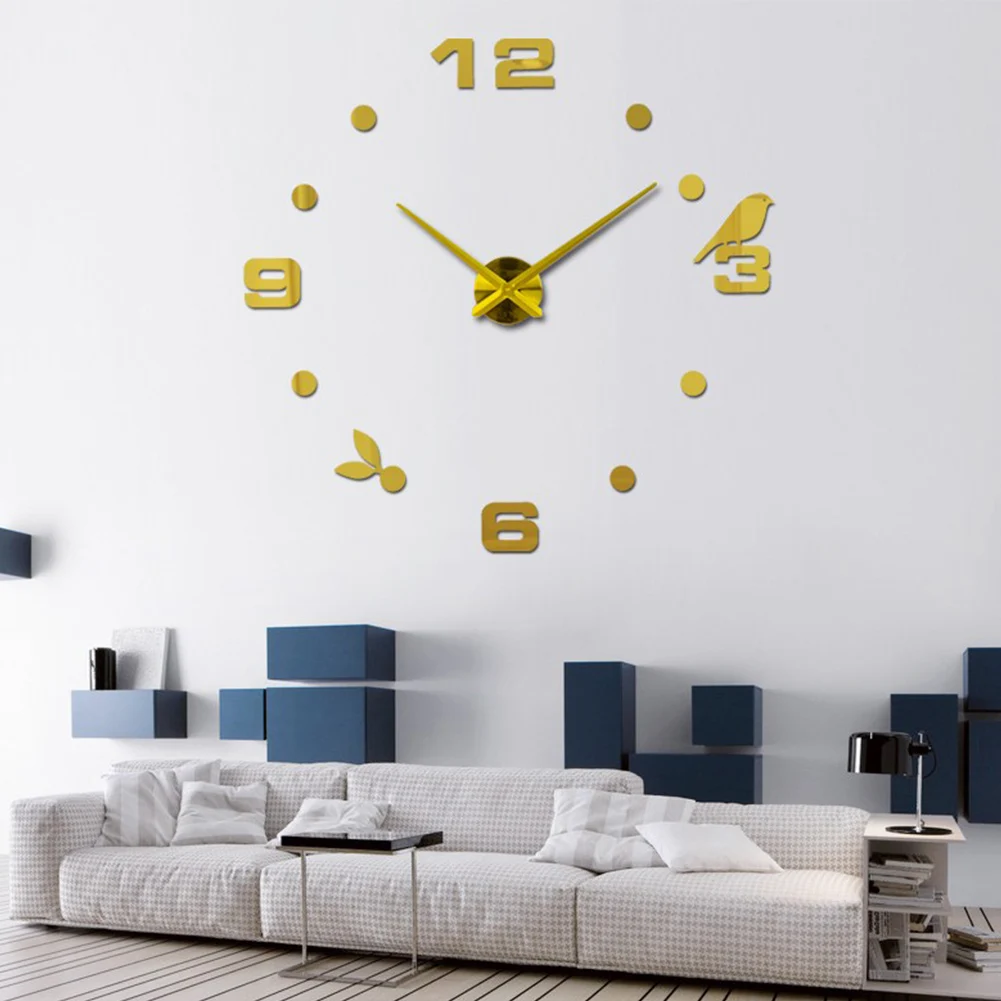 3D акриловые настенные часы DIY цифровые настенные часы для гостиной спальни Декорации для кухни птицы настенные часы