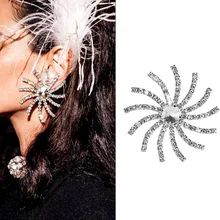 Роскошные сияющие хрустальные стразы солнечные серьги гвоздики для женщин брендовые серебряные полые большие серьги, ювелирные изделия brincoes