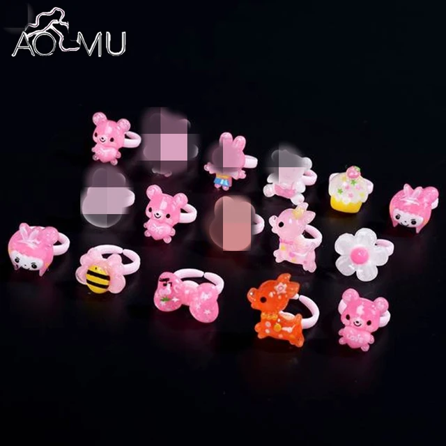 AOMU 5pcs/lot Lovely Cartoon Mixed Style Animals Children Resin Plastic Rings Fo AOMU 5pcs/lot Lovely Cartoon Mixed Style Animals Children Resin Plastic Rings Fo