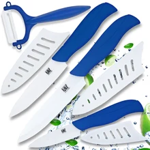 Keramik messer 3 “schäl 4” utility 5 “fleischmesser und ein tiefes blau griff + weiß klinge peeler kochwerkzeug küchenmesser set